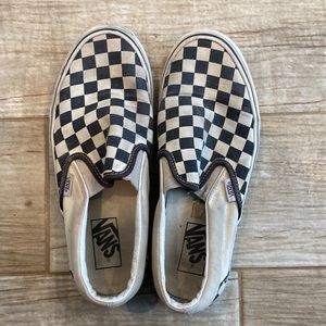 white/ black vans checkerboard size 8.5 W